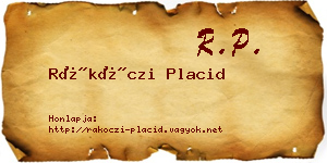 Rákóczi Placid névjegykártya